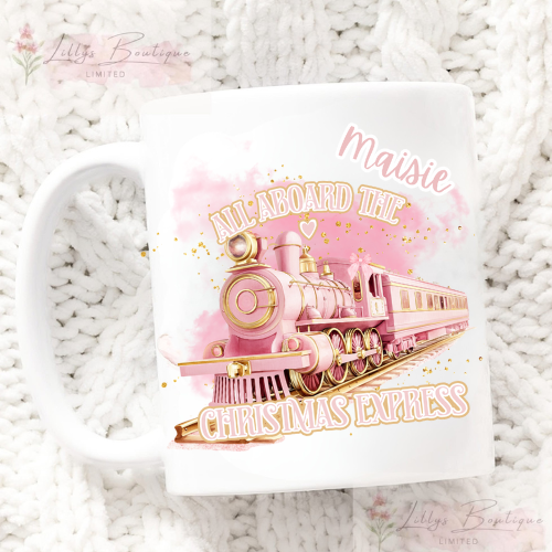 Christmas express personalised mug -pink