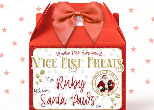 From Santa paws personalised treat box - filled/unfilled