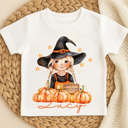 Little witch girl personalised T shirt