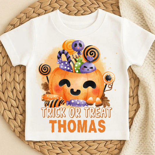 Trick or treat personalised T shirt