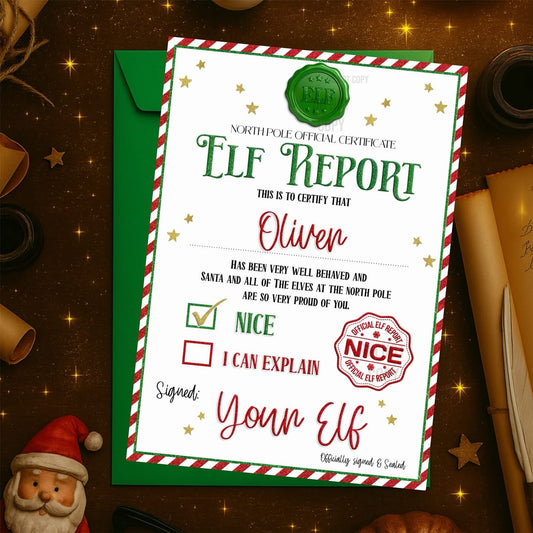Personalised elf report card - A4