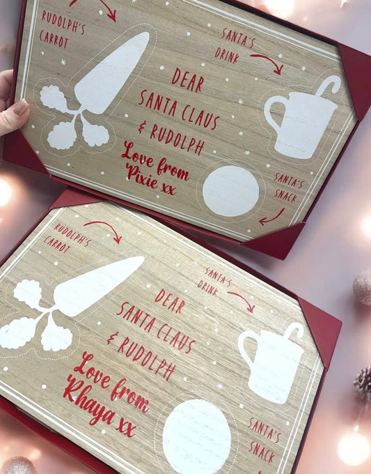 Personalised wooden santa snack board
