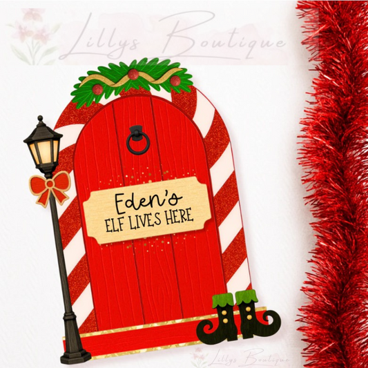 Personalised 12cm elf door