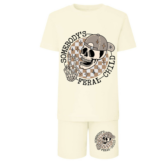 Feral Child Shorts Set - Beige
