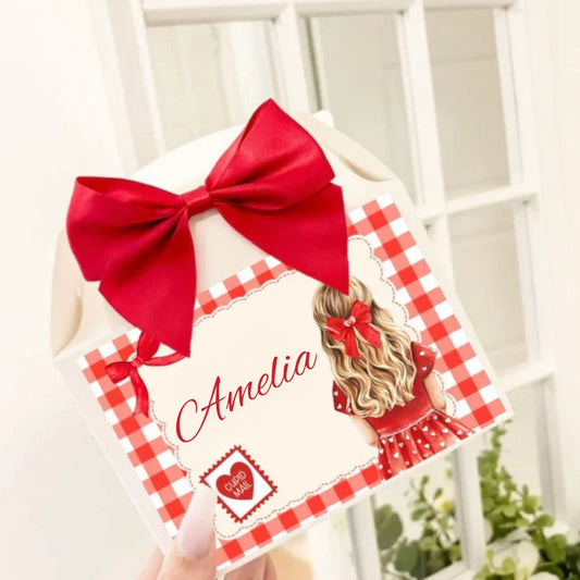 Personalised valentines treat box includes sweets - girl