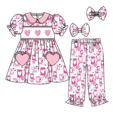 Smocked 4 Piece valentines set