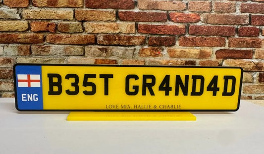 Personalised UV Printed Novelty Number Plate With Stand