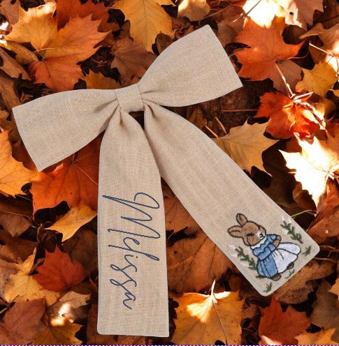 Embroidered Personalised Bunny Bow