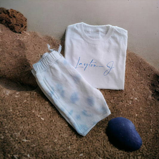 Personalised Tshirt & Tye dye shorts set