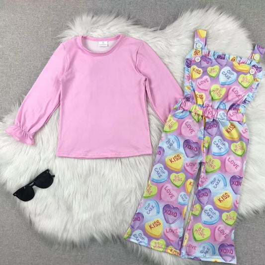 Pastel Hearts Dungaree Set